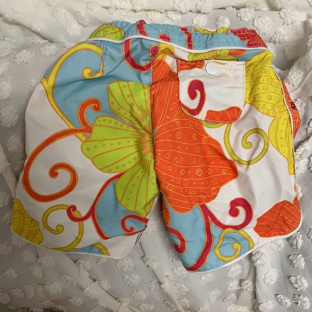 Gap Kids Summer Board Floral white blue orange shorts Size 5 - Picture 5 of 7